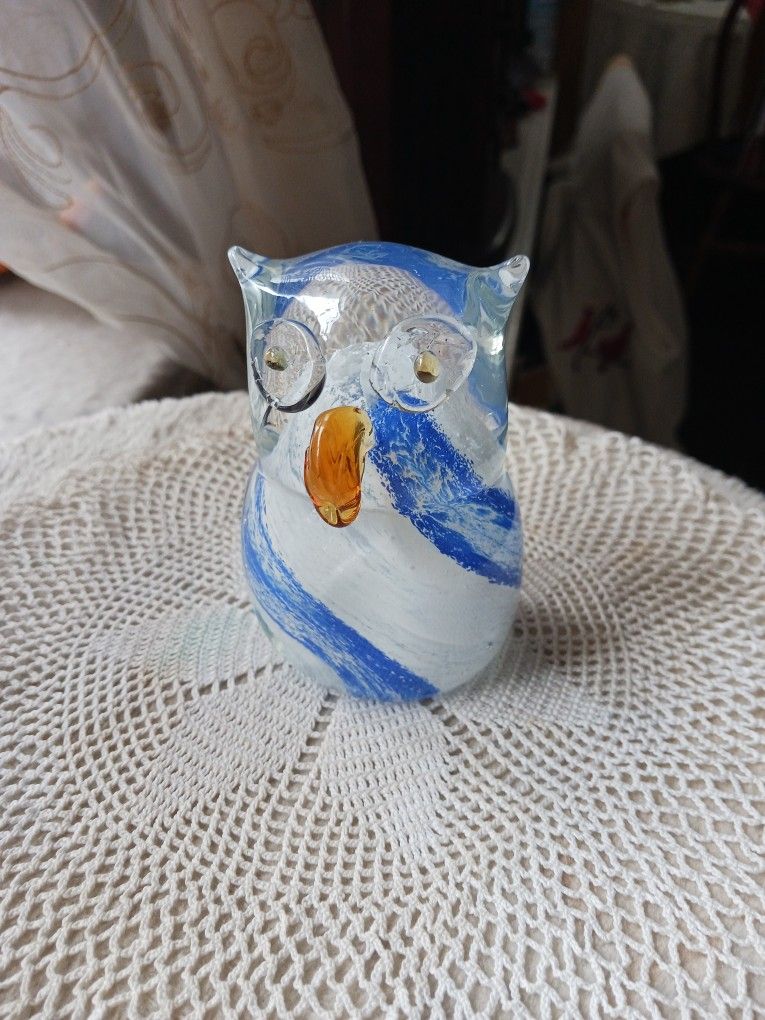 Solid Glass Owl Paperweight