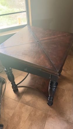Vintage Envelope Game Table with Carved Legs and Dual drawers-local pickup