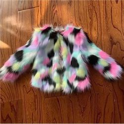 Cute colorful kids fur coat 3t