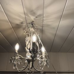 White and crystal mini chandelier