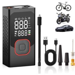 Brand New Portable Tire Inflator with Pressure Gauge,One-Click Smart Pump for Cars, Motorcycles, and Bikes