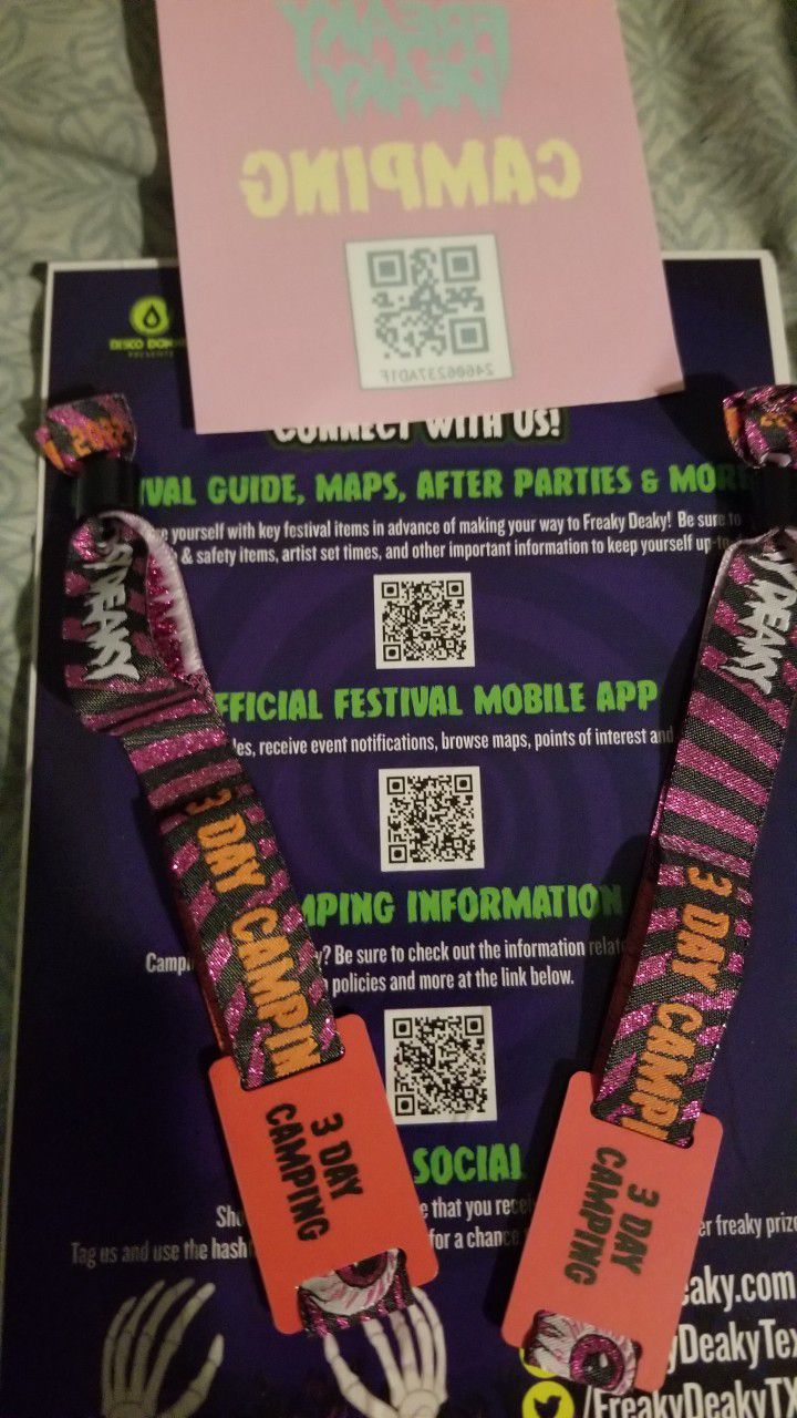 Freaky Deaky 3 Day Camping wristbands