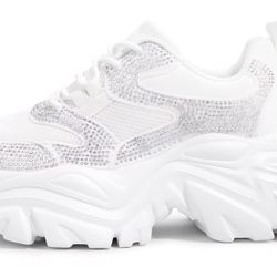 K KIP WOK Chunky Platform Rhinestone Sneakers Size 9