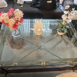 Heavy Glass 4 Legs Quality Bronzed Table