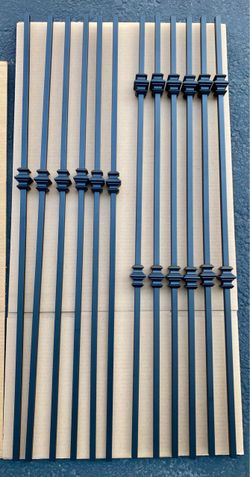 40” Black Wrought Iron Stair Balusters – 12 Pack w/ 24 Swivel Shoes – New