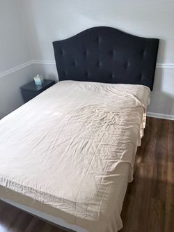 Queen Bed Frame + Upholstered Headboard + Nightstand