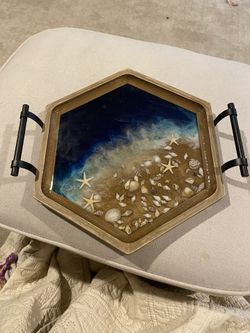 Hand-designed resin art - home decor tray - unique gift idea!