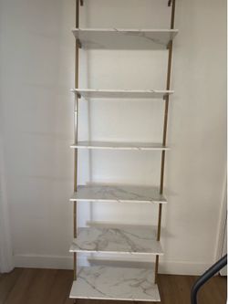 White and Gold 6 Tier Ladder Shelf