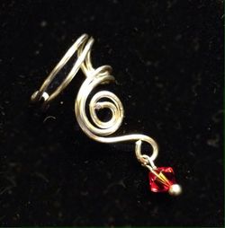 Silver wire wrapped ear cuff with Swarovski crystal