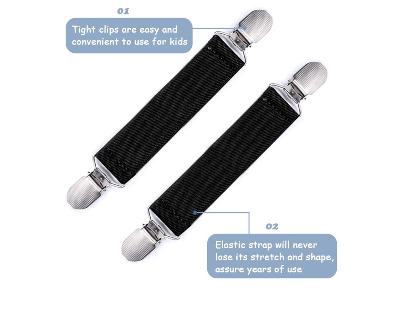 Elastic Mitten Clips Tight Stainless Steel Gloves Clips for Toddler Kids Clothes