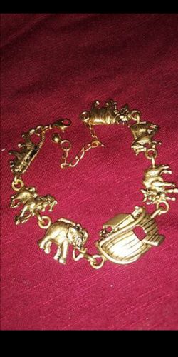 Noah's Ark bracelet real silver over gold plated bracelet not real gold