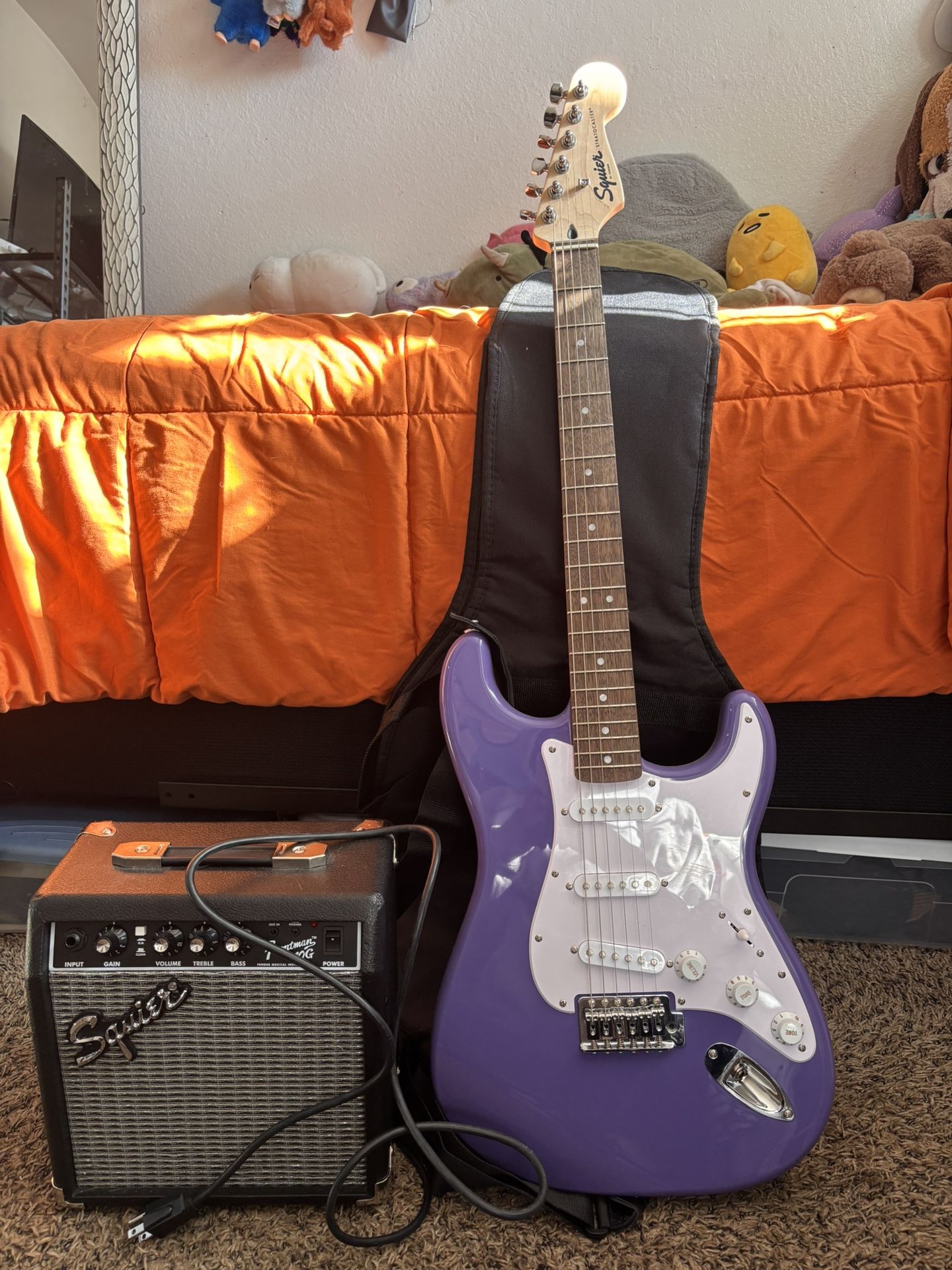 Purple Fender squier sonic starcoaster electric guitar