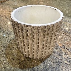 Textured Ceramic Planter Pot – Neutral Stone Finish – 5” x 4.5”