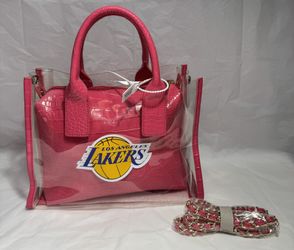 Rare Lakers Limited Overtime Stadium Ready Pink Faux Leather Purse Handbag NWOT