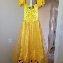 S/M Adult Princess Belle Dress Cosplay With Hoop Skirt