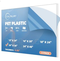 3 Pack of 24 x 36" PET Sheet/Plexiglass Panels 0.06" Thick