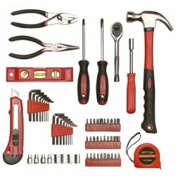 65 Piece Tool Set, General Household Hand Tool Kit with Storage Carry Case, Hammer, Screwdrivers, Ratchet, Sockets, Pliers, More