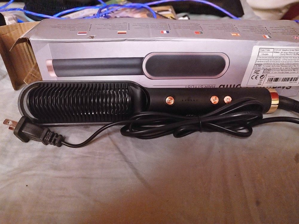 FH909 Hair Straightener Brush - Black & Gold NEW