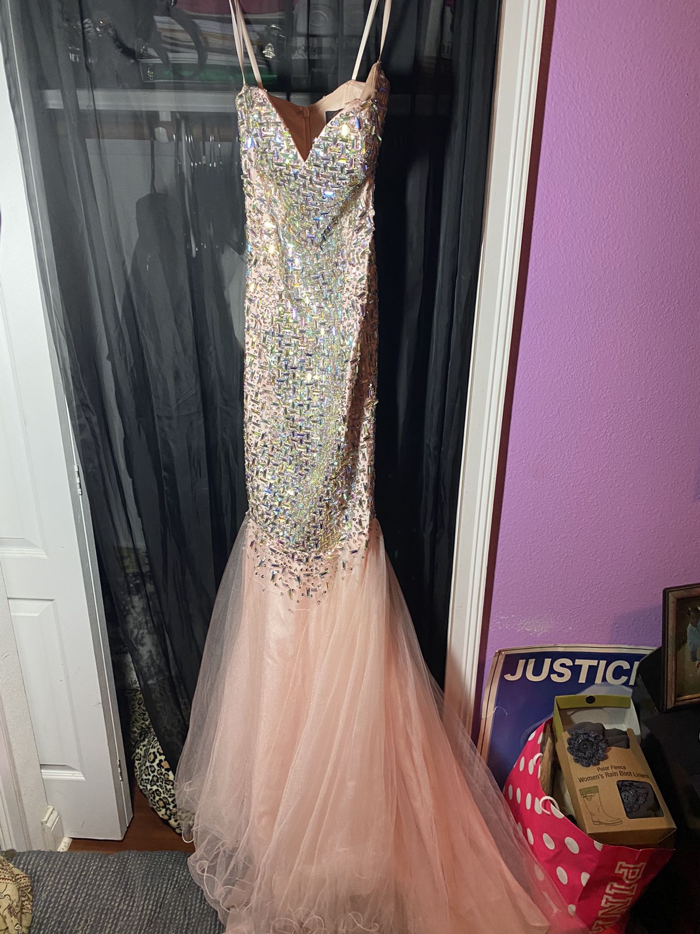 Blush Pink Mermaid Style Prom Dress