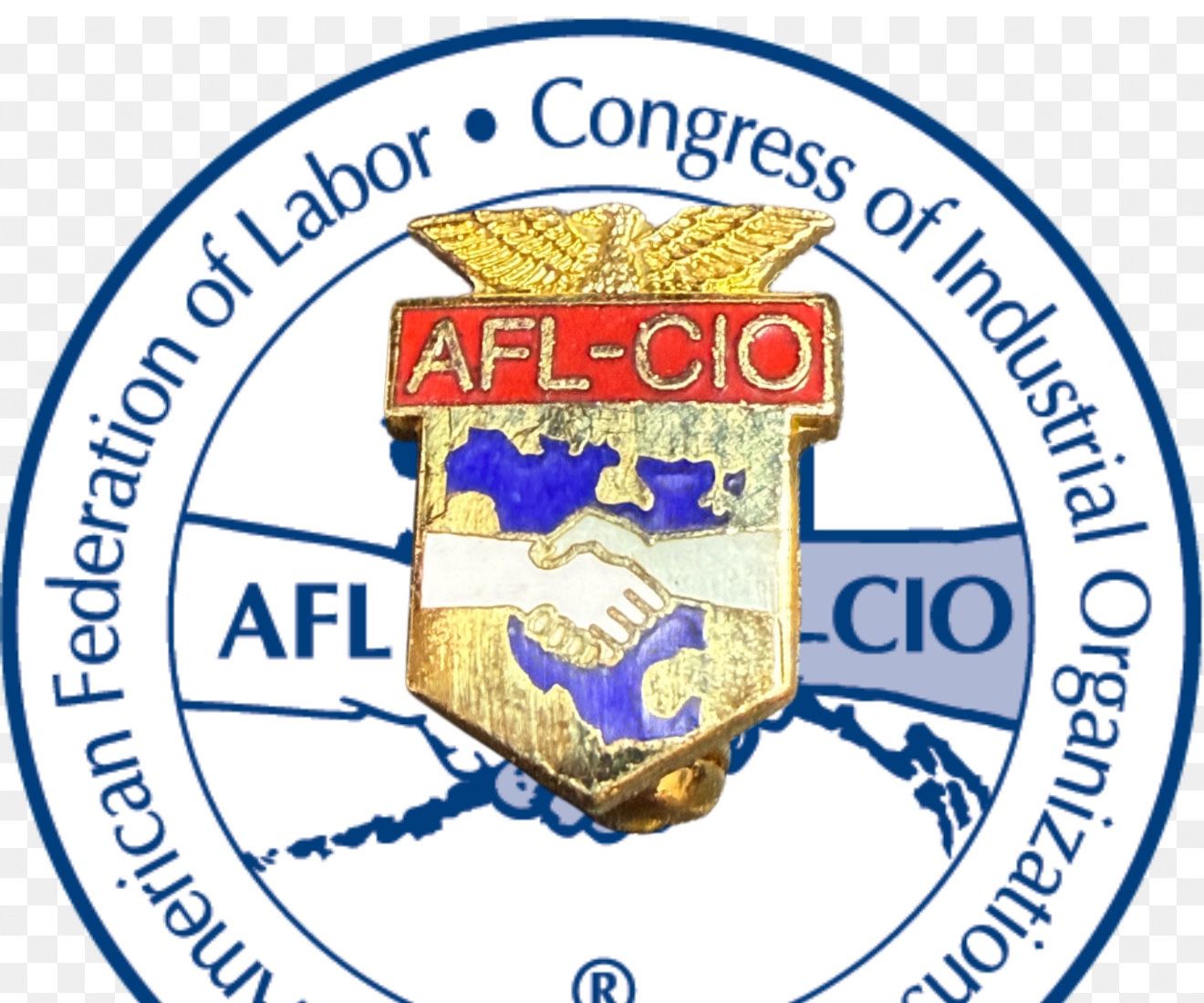 AFL-CIO 1960s Enamel Union Eagle Pin, 0.5x0.75”