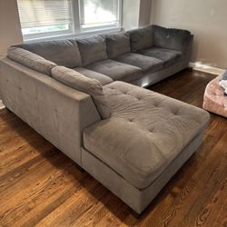 Gray Abbey 2pc 120” by 84” Modern Sectional Sofa with LAF Chaise