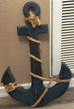 Set (2) of rustic anchors (one blue and one whitewashed)
