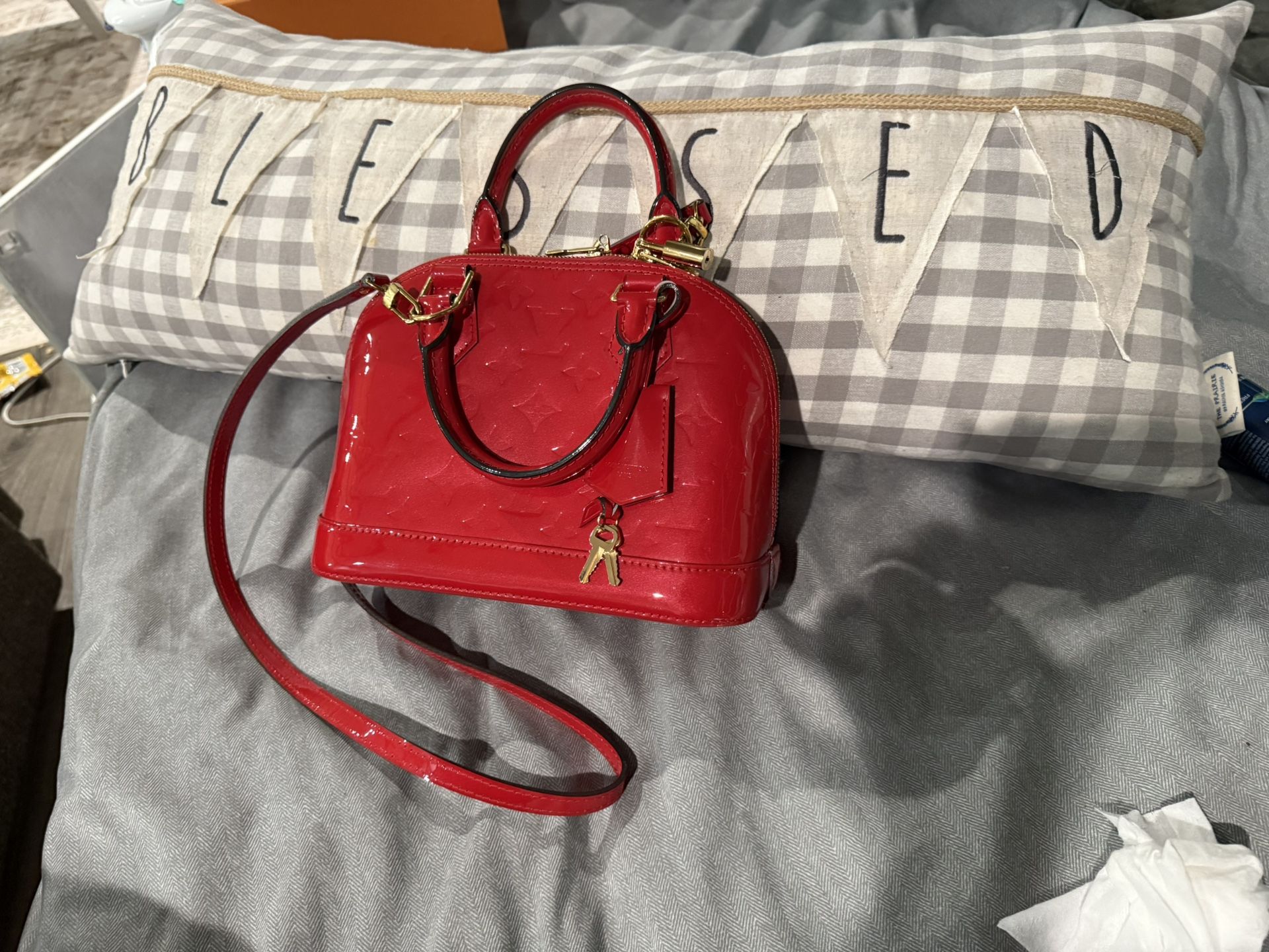 Louis Vuitton Alma BB Red Vernis Crossbody