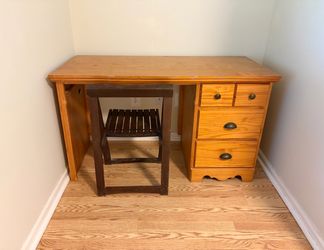 Solid Wood 4-Drawer Desk + FREE Chair, Pickup Today