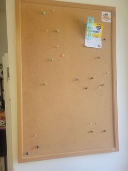 Cork board with wood frame