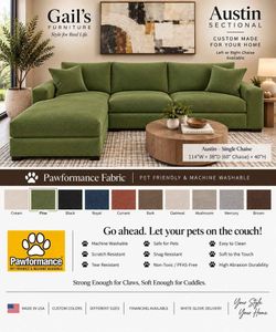 Pet Friendly !!! 2 Pc Sofa and Chaise Custom sectional. Multiple color options!!