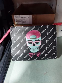 Betsy Johnson Black And Pink Skull With Cap And Glasses Bag