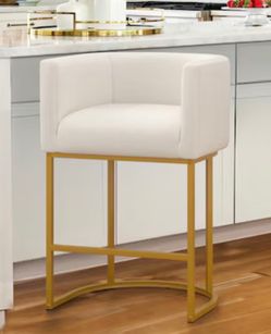 Lue bona Gold golden white cream ivory counter height chairs chair bar stool asientos