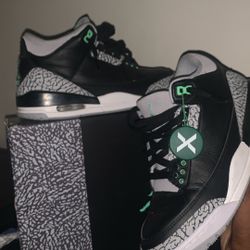 Green And Black Jordan 3s Size 9