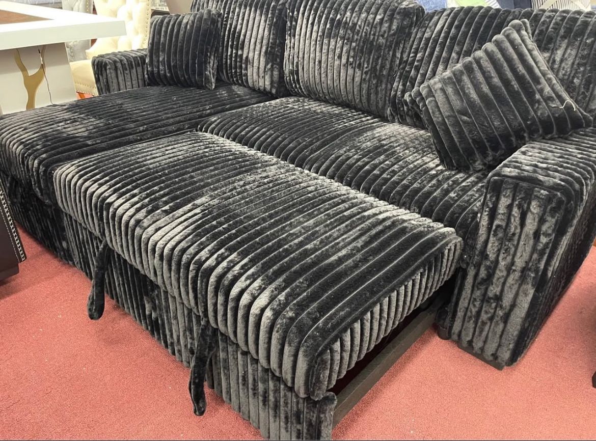 Black Corduroy Sofa Sleeper With Storage Same Day Delivery 