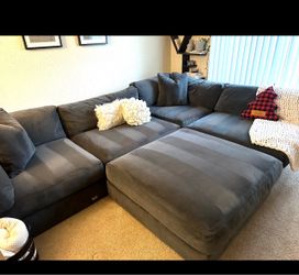 Gray Sectional Sofa with Ottoman