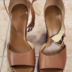 Michael Michael Kors "Mika" Wedge Brown w/ Ankle Strap Size 9M