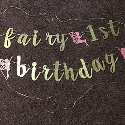 Fairy 1st Birthday Banner