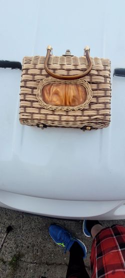 Patti-Originals Vintage Wicker and Lucite Handbag