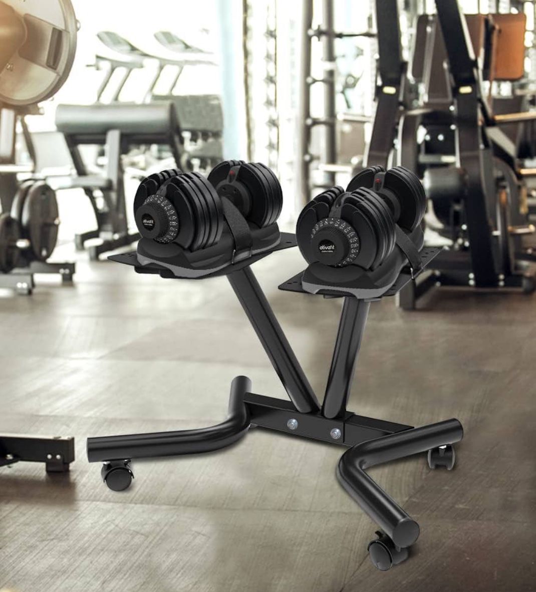 Adjustable Dumbbell Stand Fitness Dial Dumbbell Rack with Adjustable Belt for Home Gym Set