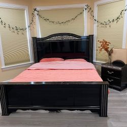 Bed Set- King Size (includes headboard, footboard, bed frame, and matching nightstand)