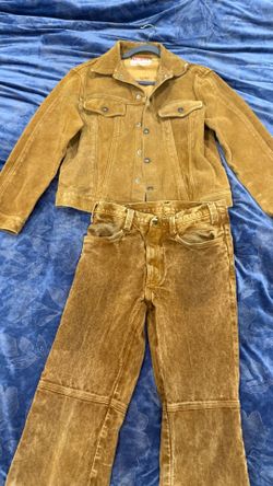 Beautiful Vintage 1960’s Levi’s BIG E Suede Leather Jacket M & Pants 32 Unisex