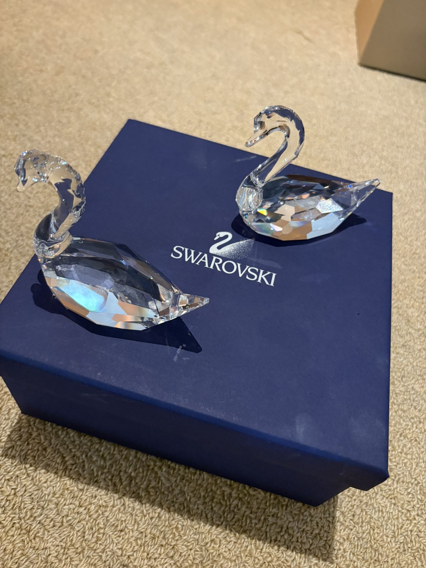 Swarovski Flirting Swans Crystal Figurines (With Box & Receipt)