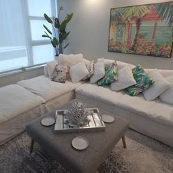 White Comfy Couch Sectional Sofa