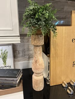 Large Rustic Chunky Wood Pillar Candlestick 