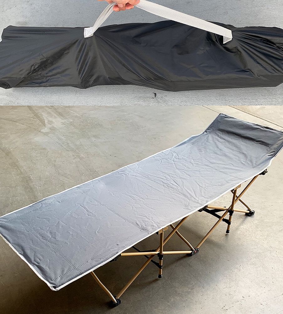 Photo New in box $45 Heavy Duty 75x27 Inches Camping Cot Portable Folding Camp Bed with Carry Bag, Max 300 lbs