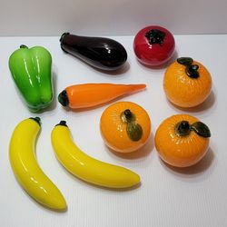 Vintage Fruit Vegetable Glass art Decor