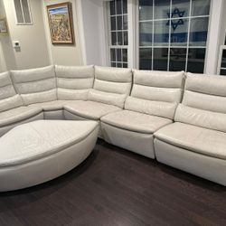 White Leather Sectional 