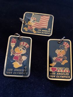 Olympic 1984 commemorative key ring pendants