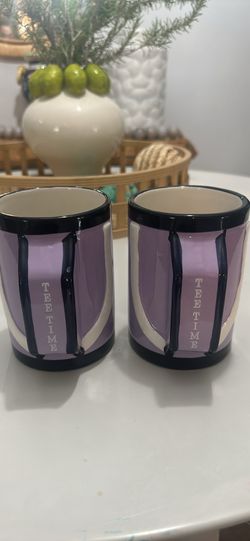 Sunday Morning Ceramic Golf Mugs – Purple “Let’s Party” & “Tee Time” Set of 2 ⛳🏑