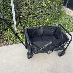 Collapsible Folding Wagon with Adjustable Handle Foldable Utility Wagon Cart with 2 Drink Holders